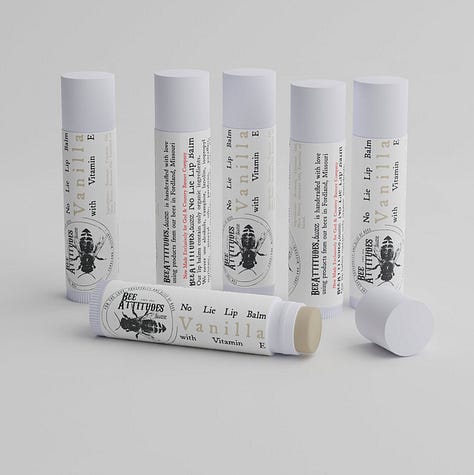 Created a 3d mockup for BeeAttitudes.buzz No Lie Lip Balm.