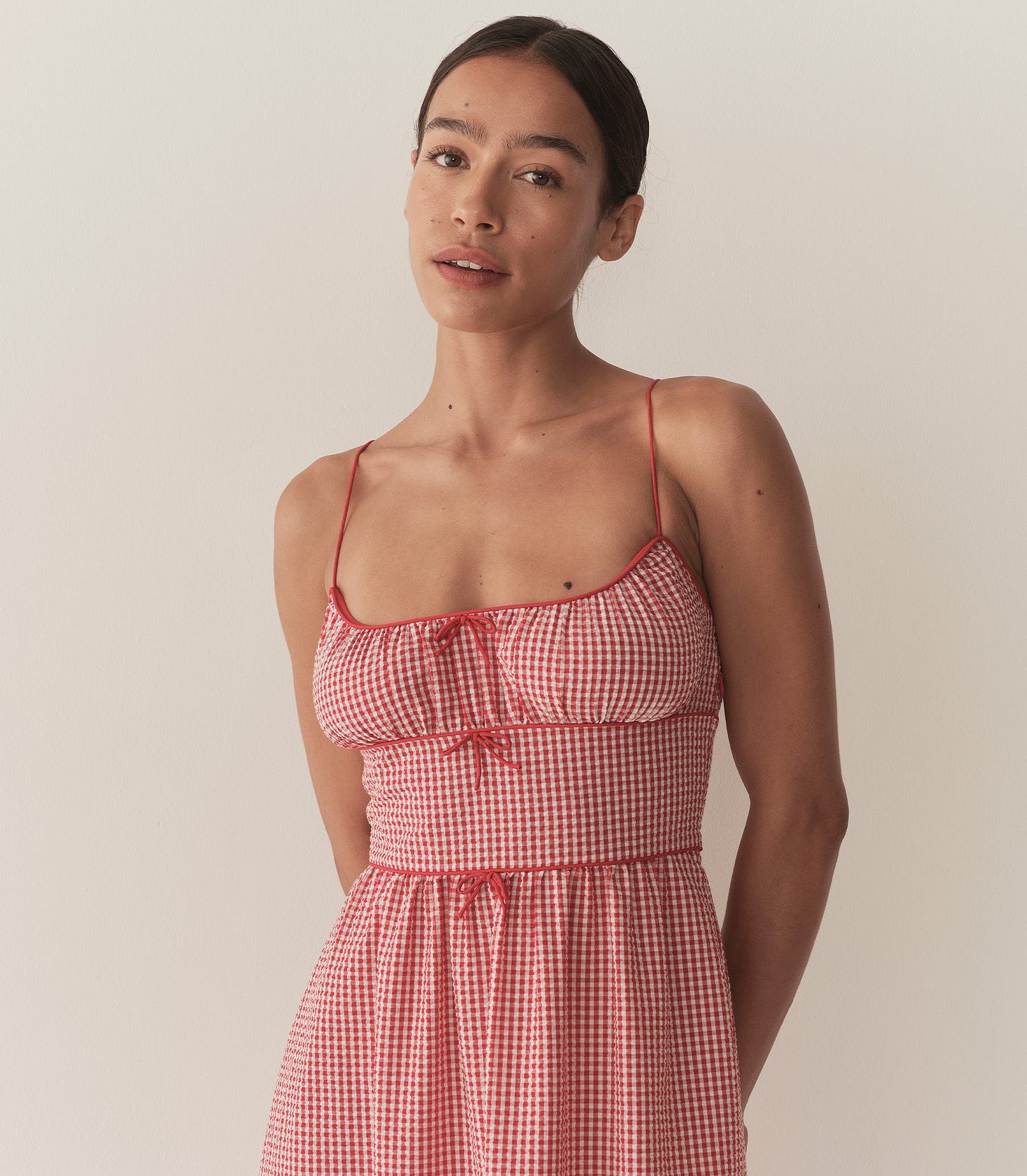 BELLINE DRESS -- ROUGE LA MADDALENA GINGHAM view 2