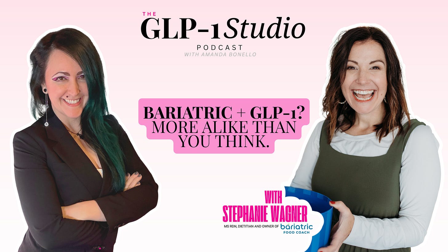 Steph Wagner the Bariatric Food Coach joins Amanda Bonello on the GLP1 Studio Podcast Steph Wagner the Bariatric Food Coach joins Amanda Bonello on the GLP1 Studio Podcast