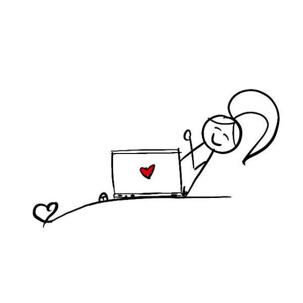 Disability Writer, stick figure Lilly, is popping her head from behind her laptop