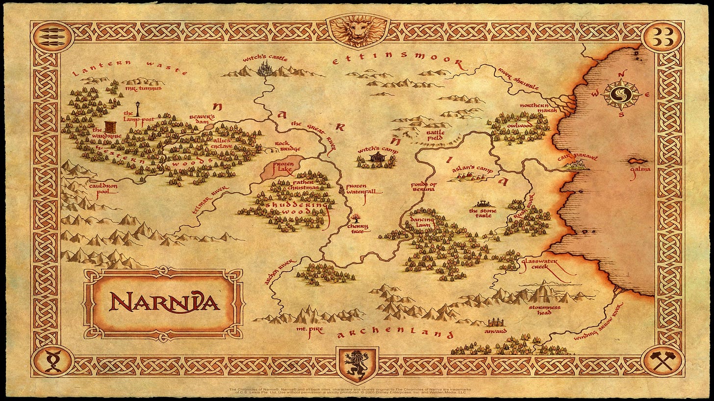 A color detailed map of Narnia