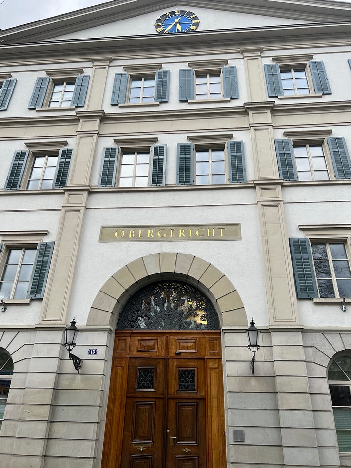 Photos of the exterior and interior of the Supreme Court of Zurich Canton