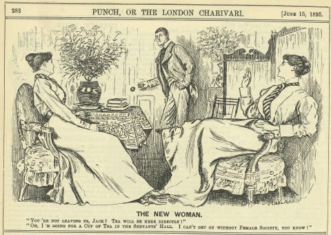 Fig. 1—George Du Maurier. ‘The New Woman’. Punch 108 (15 June 1895): 282.