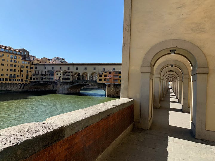 Loggia del Mercato Nuovo image is from Wikipedia, while the Vasari Corridor is from the Uffizi