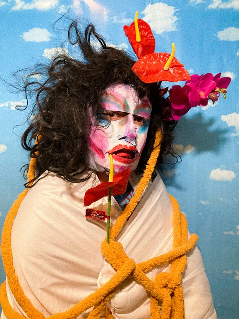 Three photographic portraits of drag persona Krystal Lake Carrington.