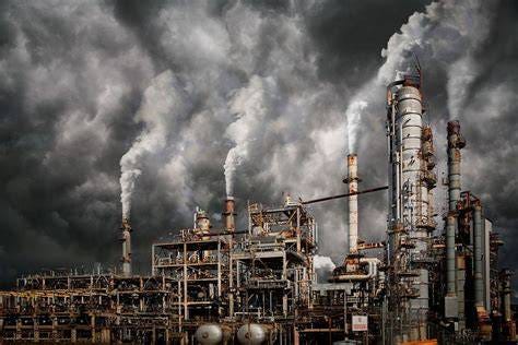 Industrial plant emitting fumes and creating pollution | Climate change ...