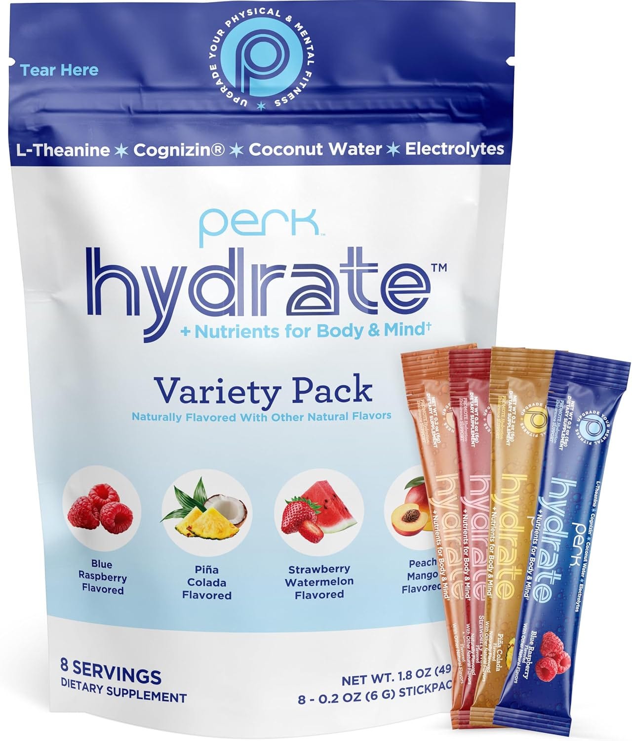 a bag of Perk Hydrate Electrolyte Stickpacks (Variety Pack) a bag of Perk Hydrate Electrolyte Stickpacks (Variety Pack)