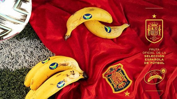 Plátano de Canarias, fruta oficial Selección Española Fútbol