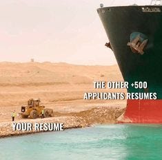 This may contain: there is a large ship in the water with words on it that read, the other 500 appliants resumes your resume
