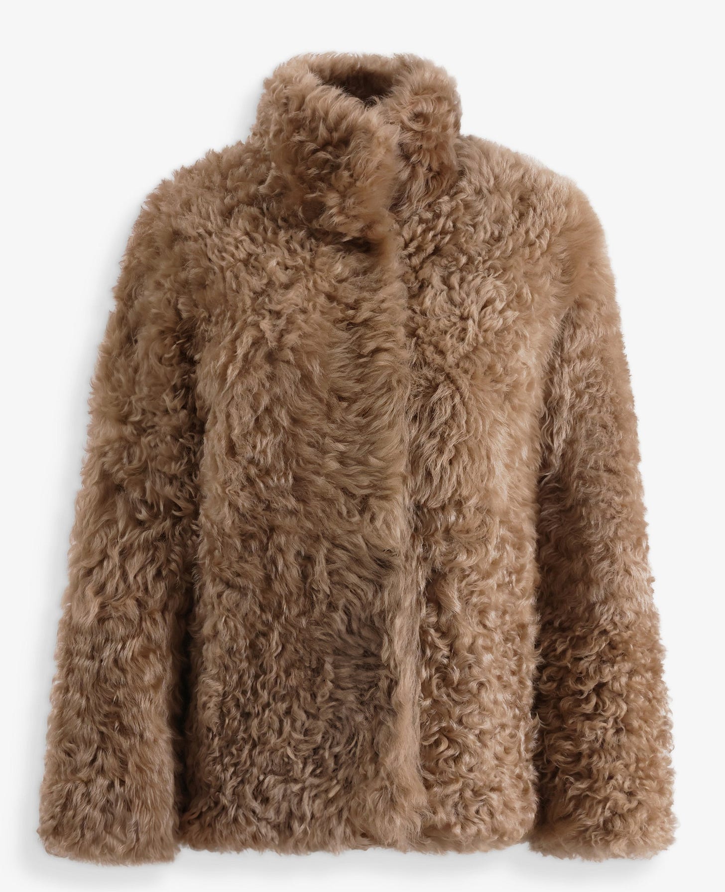 Nour Hammour Carolyn Everyday Shearling Midi Coat Honey - Silhouette 