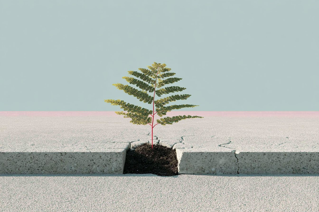 illustration of a plant growing from concrete