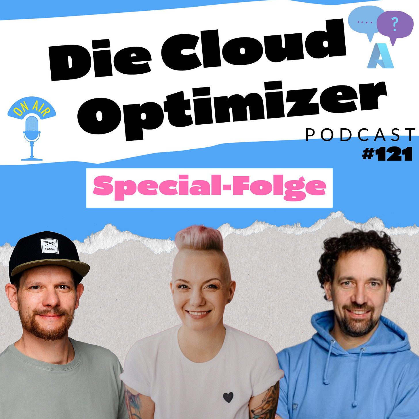 Podcast-Cover „Die Cloud Optimizer“ – mit Gast Luise Freese, Microsoft MVP, Special zur Microsoft AI Tour Frankfurt.
