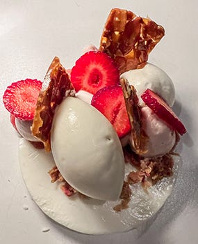 strawberry shortcakes, strawberry semifreddo, strawberry trifle