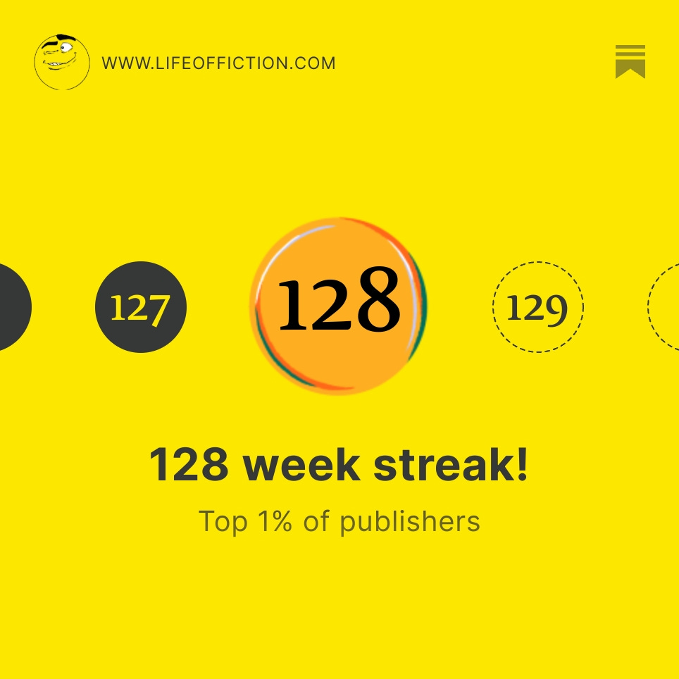 Jaime Buckley has been publishing every week for 128 weeks in a row.