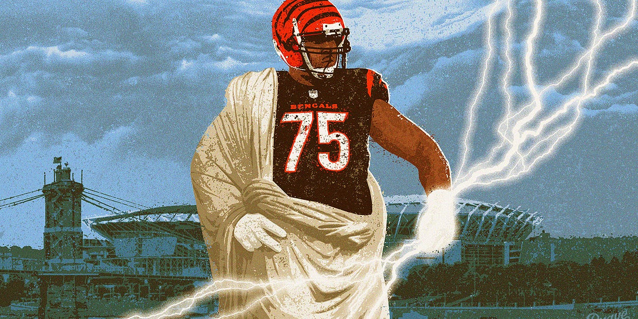 Orlando Brown Jr., son of 'Zeus,' was built for the storm 