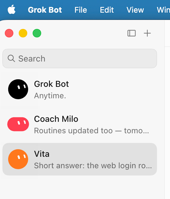 Coach Milo and Vita in Grok Bot Coach Milo and Vita in Grok Bot