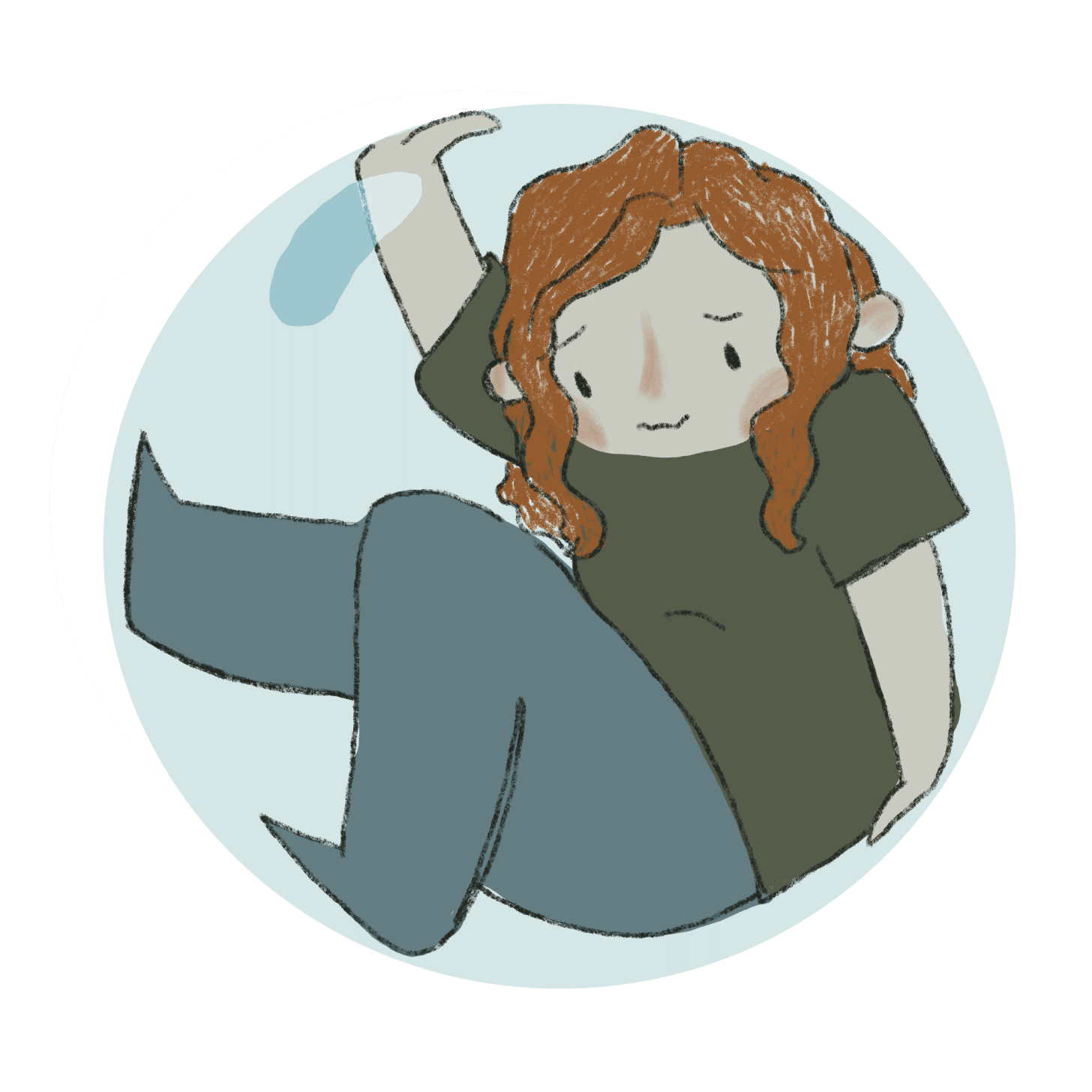 an image of younger Nicki with long curly hair trapped in a bubble that's too small.