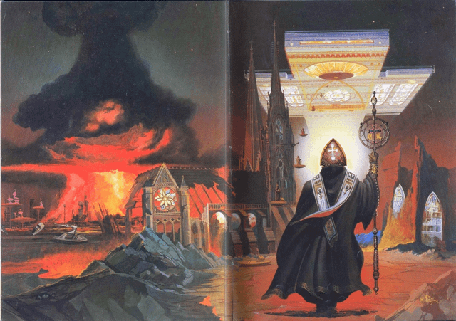 r/CoolSciFiCovers - Peter Jones painting used as the cover for Walter Miller's "A Canticle for Leibowitz" - sans typography. 1998