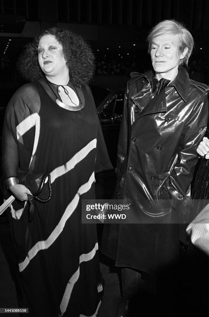 American artist Andy Warhol and actress Pat Ast attend the world ...