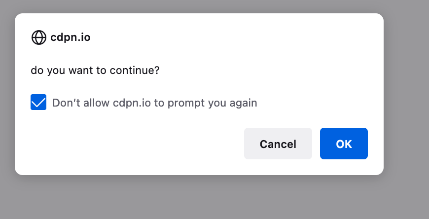 a modal with a question