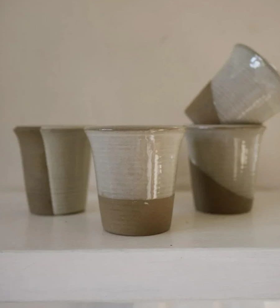 neutral stoneware cups