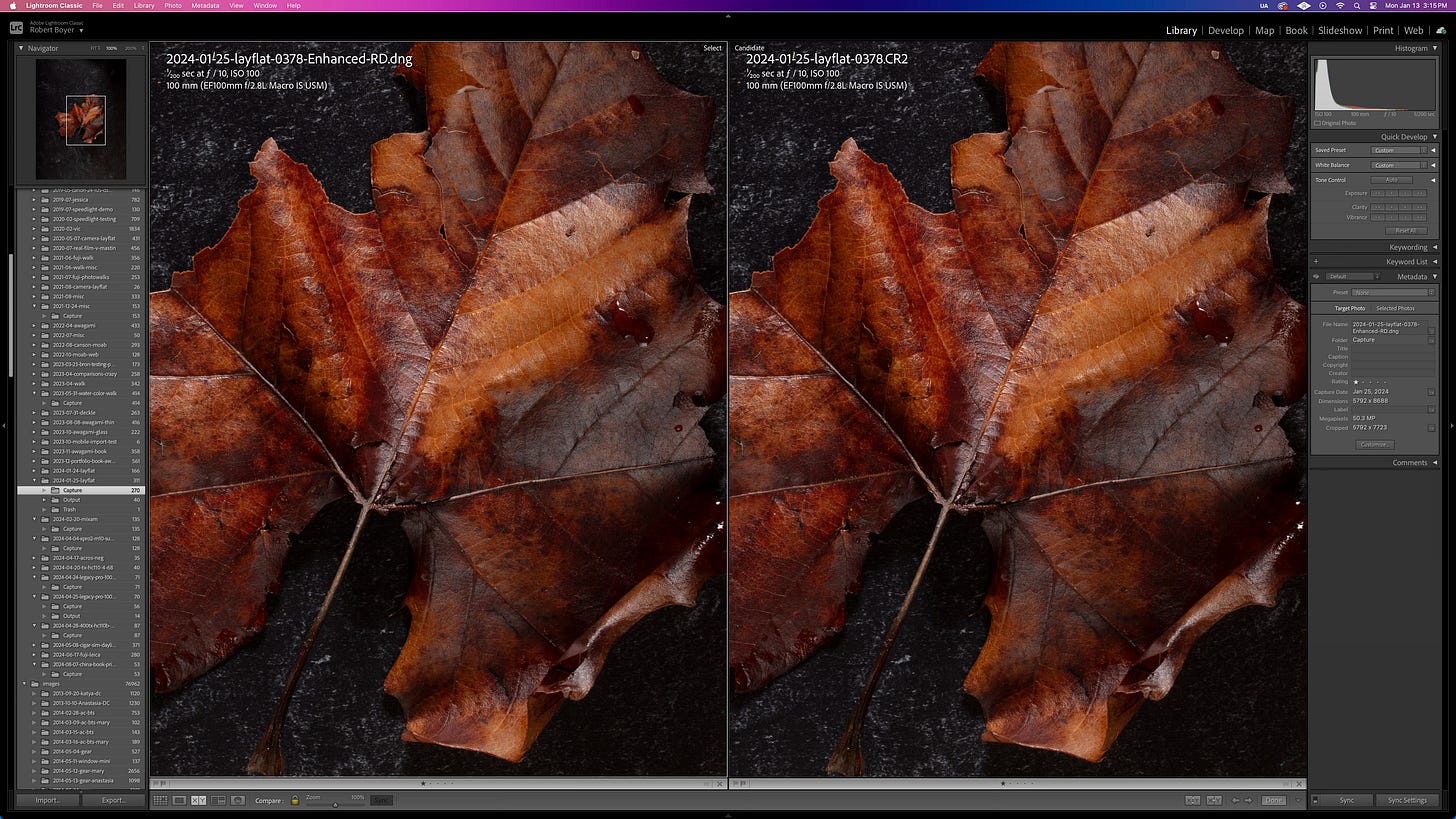 Lightroom RAW details results Lightroom RAW details results