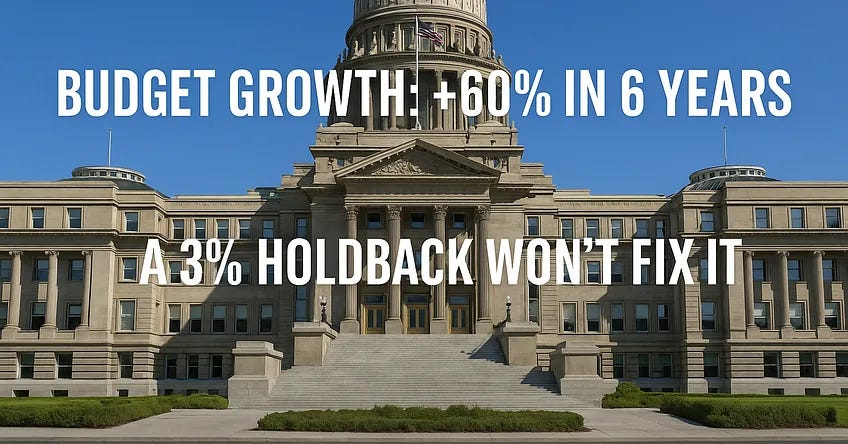 Idaho Politics — A 3% Holdback Can’t Fix 60% Budget Growth.