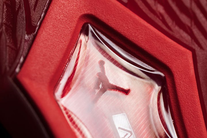 Air Jordan 41 "Ruby" see thru outsole details.