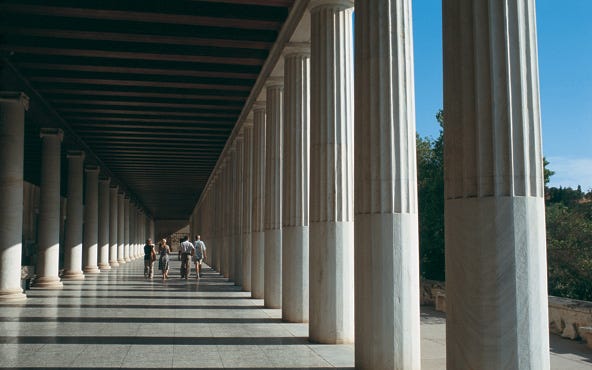 Inside the Museum of Stoa of Attalos in Athens, Greece.