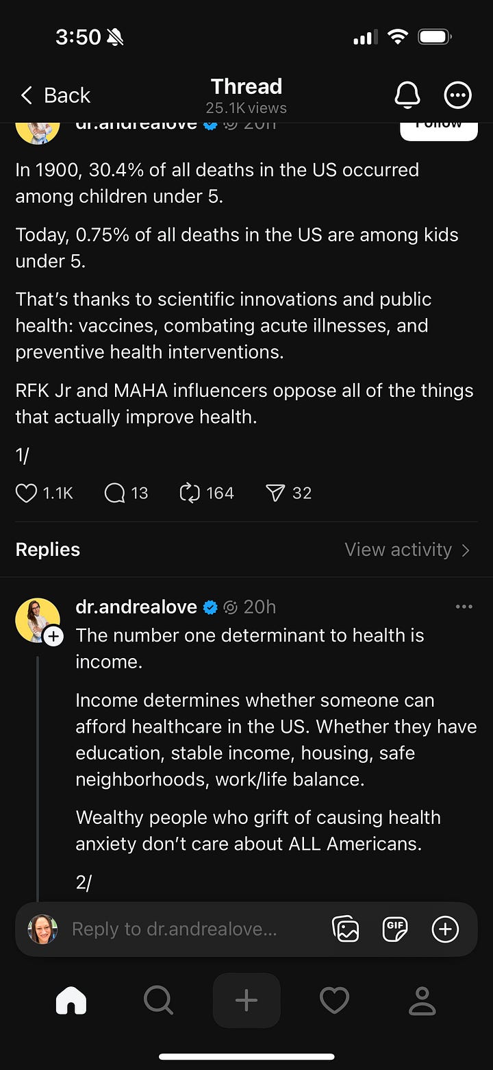 Thread conversation about healthcare inequality.