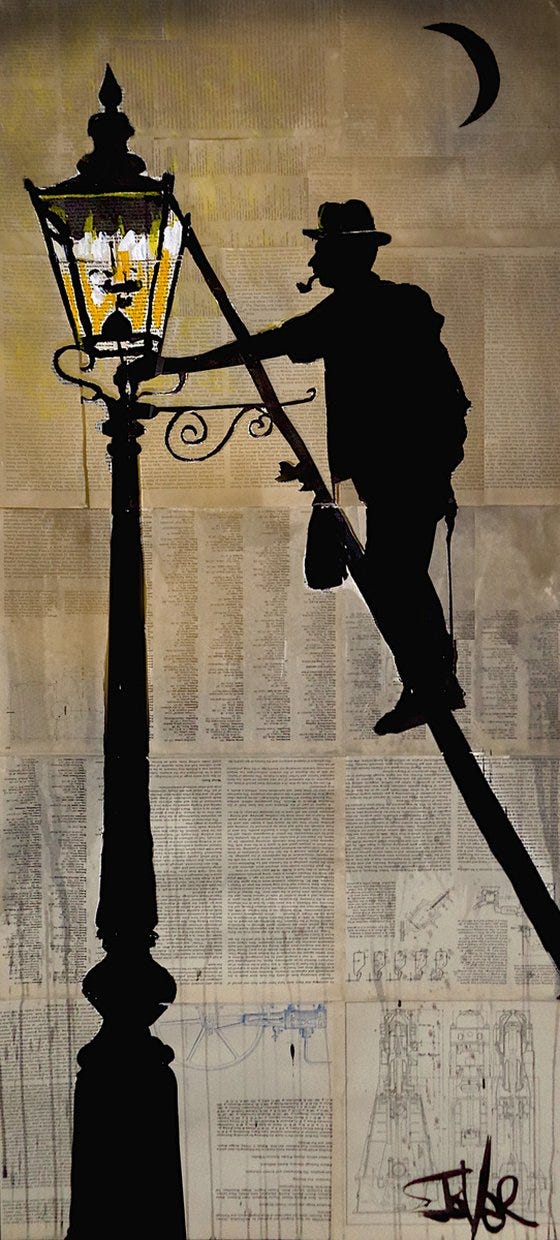 THE LAMPLIGHTER Ink drawing by Loui Jover | Artfinder