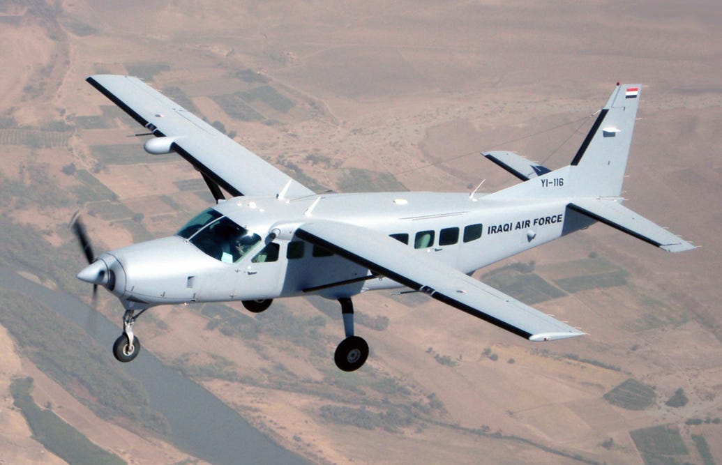 A Cessna 208 Caravan of the Iraqi Air Force in flight over Northern Iraq A Cessna 208 Caravan of the Iraqi Air Force in flight over Northern Iraq