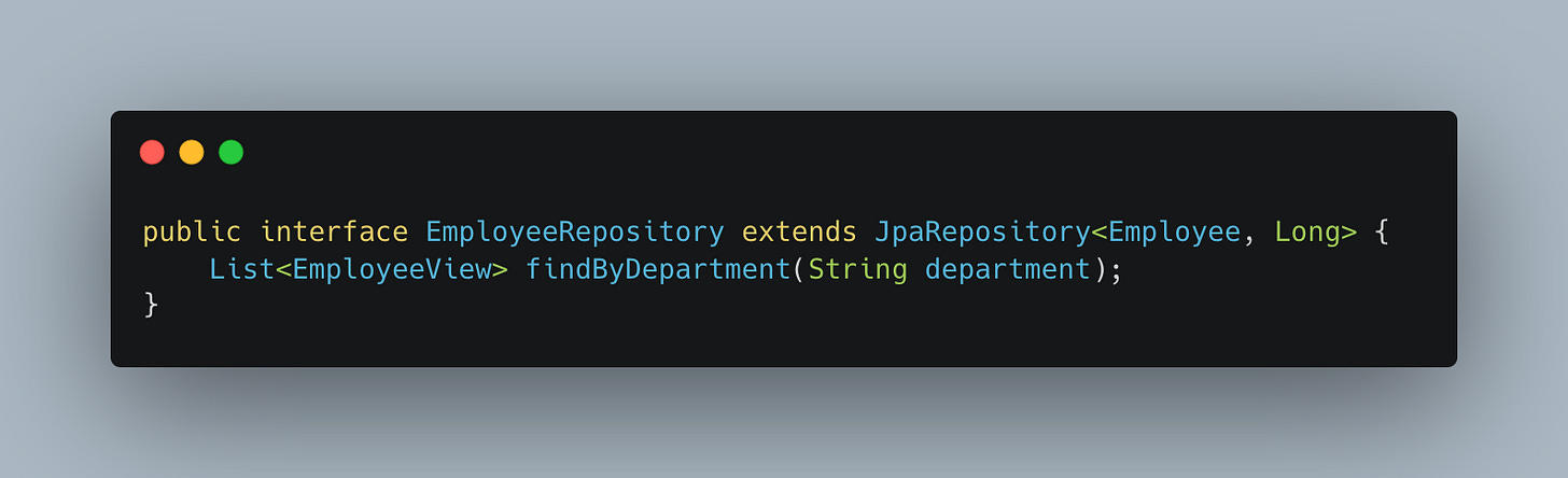 JPA Repository with Projection