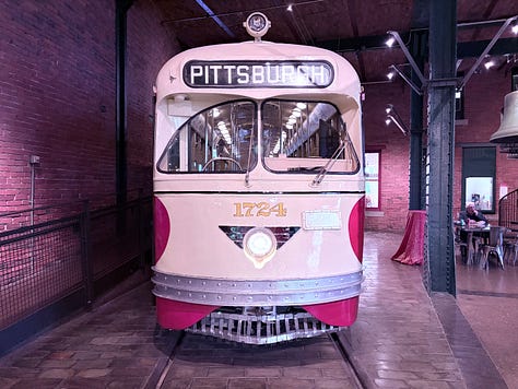 exhibits, display, bus, carriage, building, sky