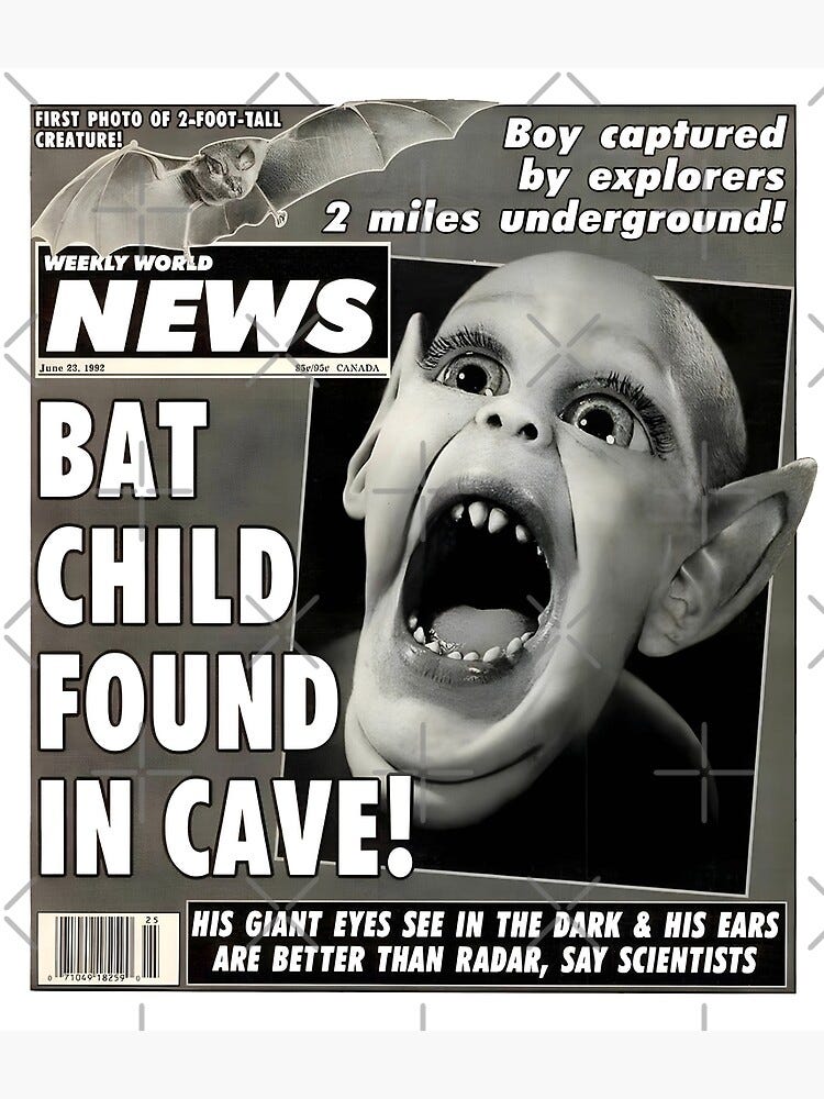 Bat Boy Classic Vintage Retro Supermarket Tabloid Cover Design Photographic  Print
