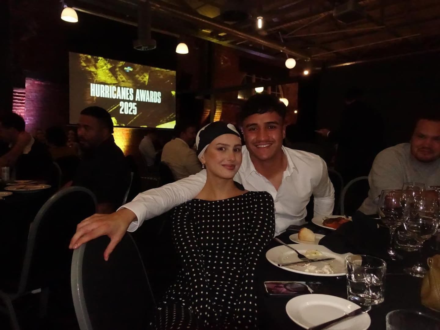 Pearce and Muriwai at the recent Hurricanes awards night. Photo / Hurricanes Pearce and Muriwai at the recent Hurricanes awards night. Photo / Hurricanes