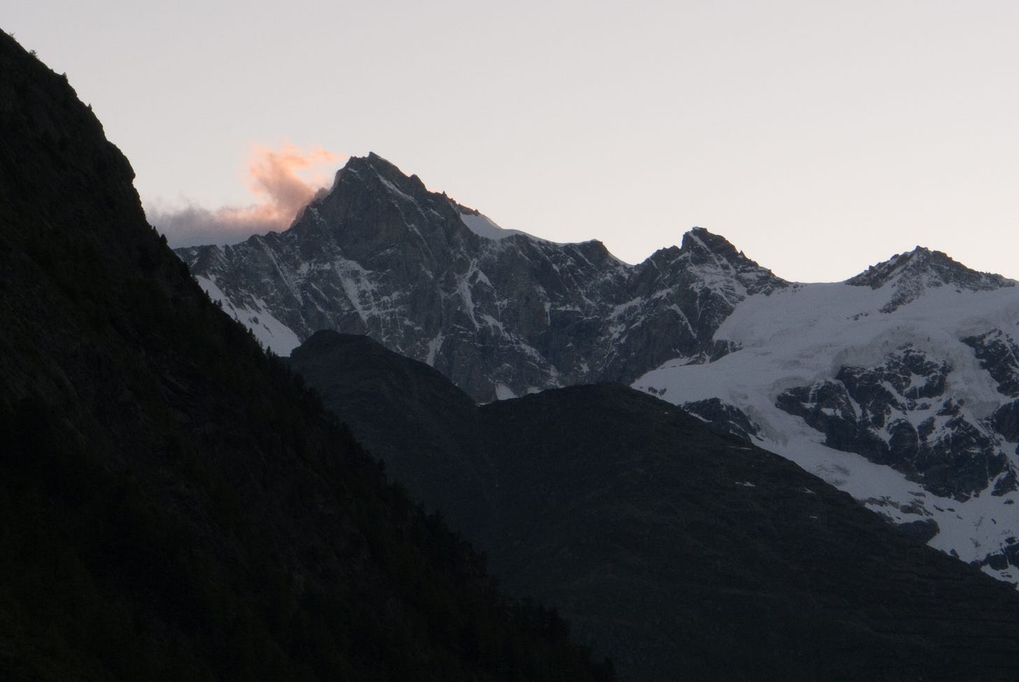 bcklit mountain, evening