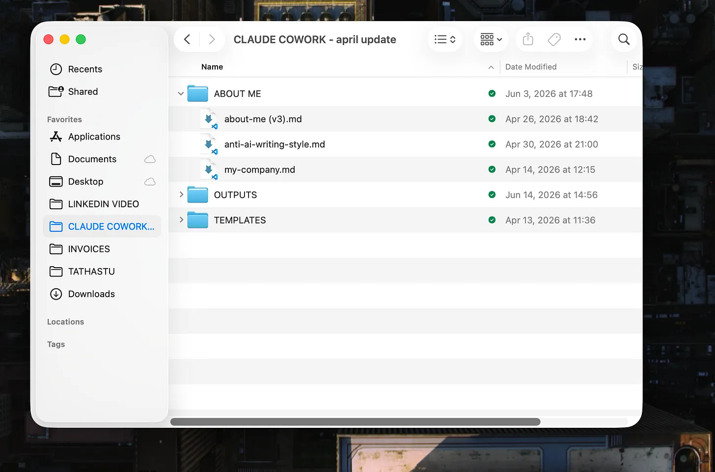 About-me file setup