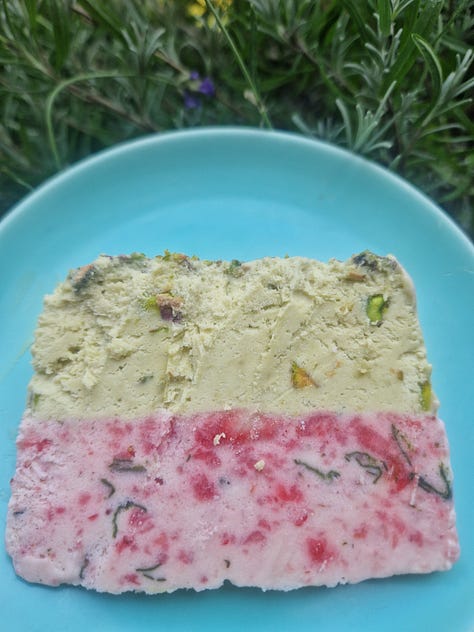 A semifrodo experiment, blackcurrants & yogurt, crispy rice seaweed wraps, golden beetroot & herb salad, naked beetroot, beetroot borani, tomato and strawberry salad