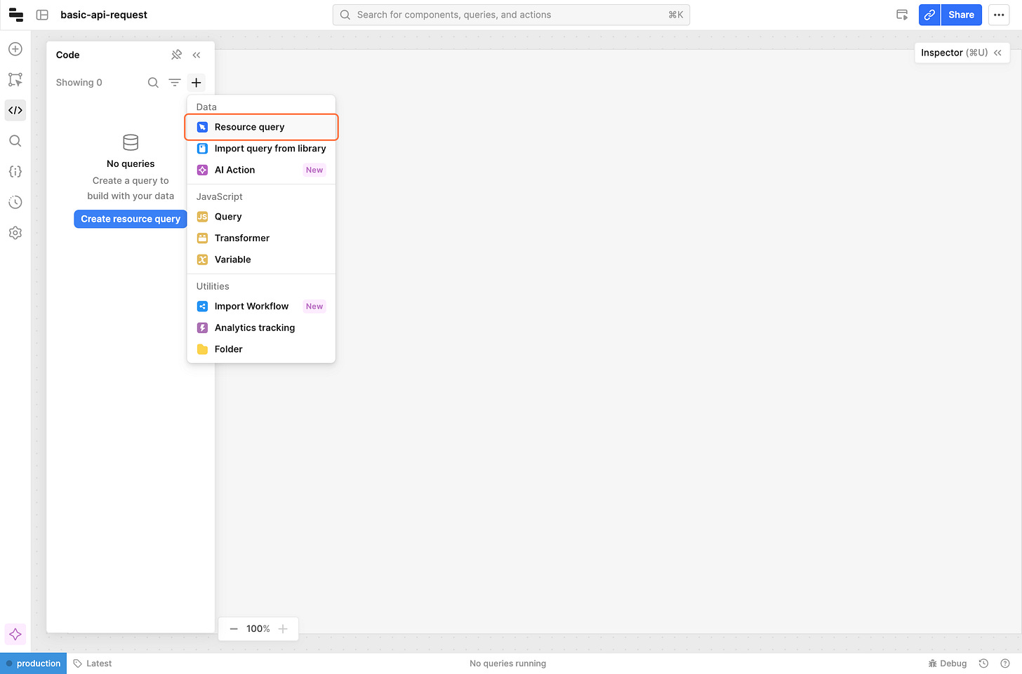 Click on Resource query