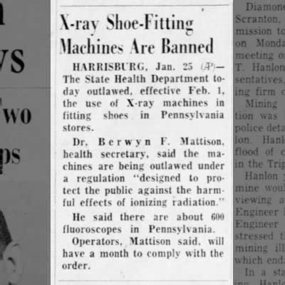 X-ray shoe-fitting machines are banned, Pennsylvania (1957) - Newspapers.com™