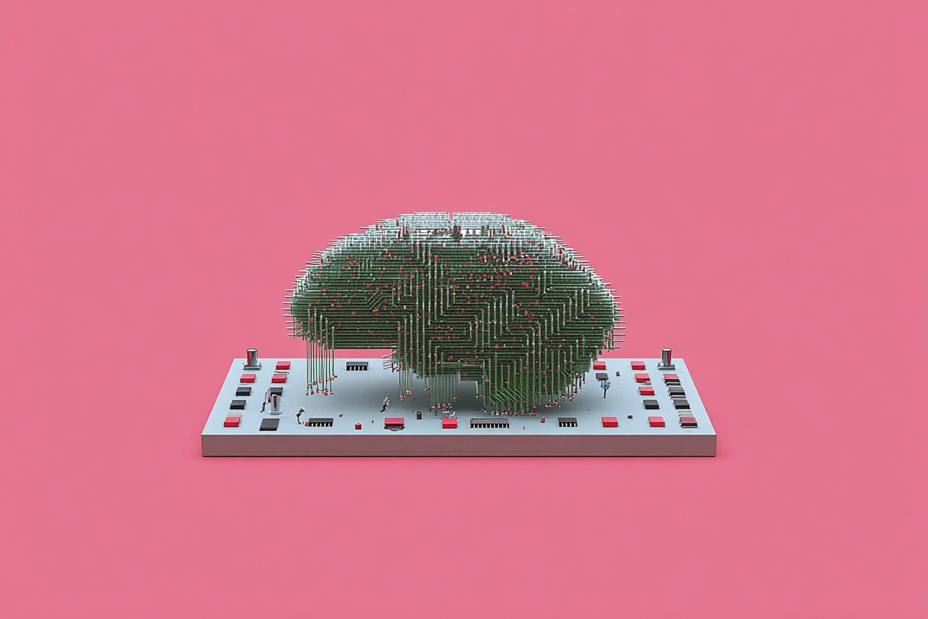 illustration of a brain that looks like a circuit board