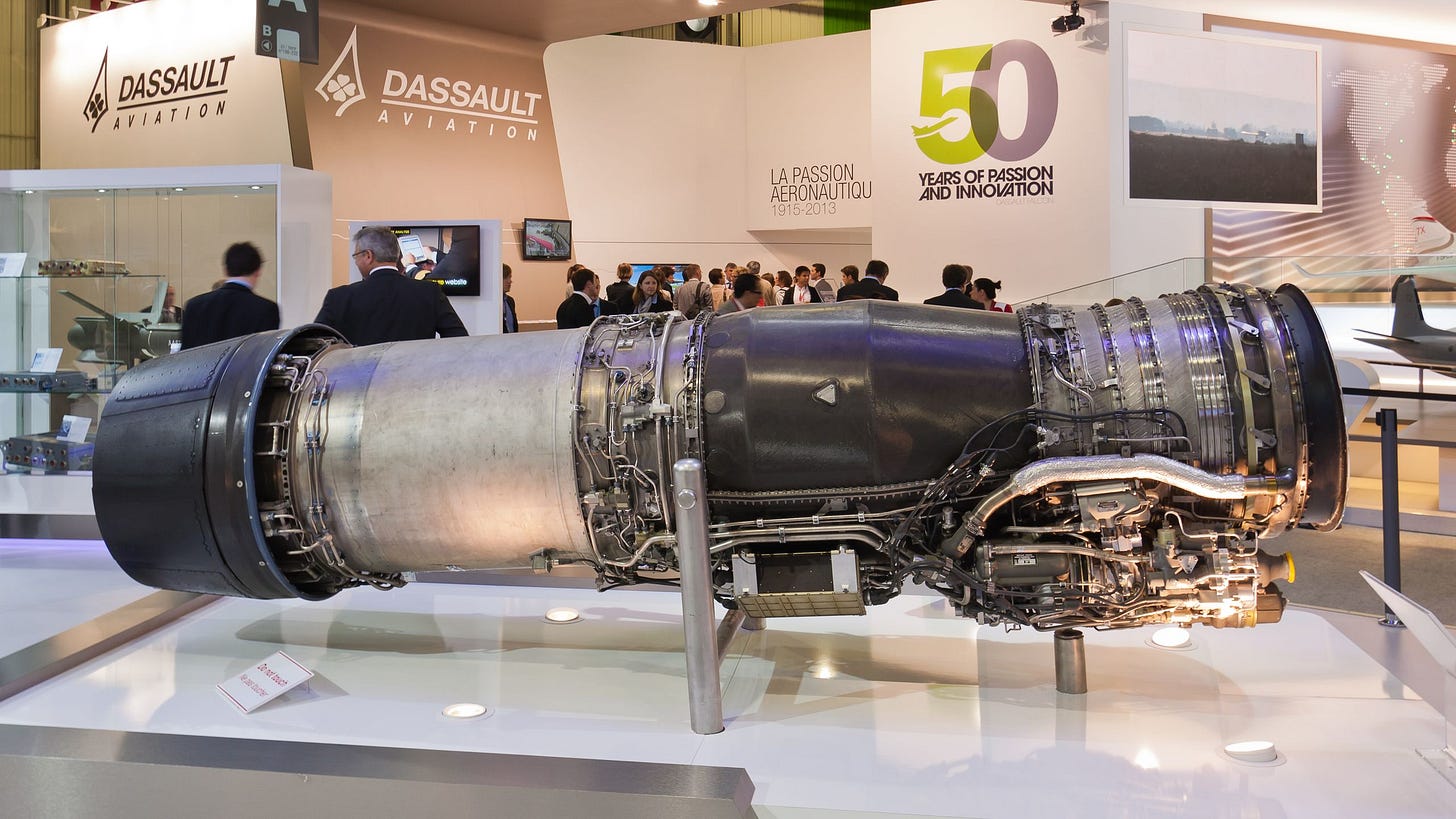 Cutaway view of the Snecma M88 afterburning turbofan engine for the Dassault Rafale, Paris Air Show 2013 Cutaway view of the Snecma M88 afterburning turbofan engine for the Dassault Rafale, Paris Air Show 2013