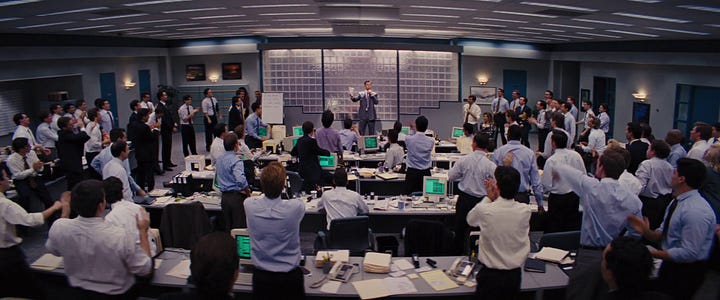 Wolf of Wall Street film stills showing office interior