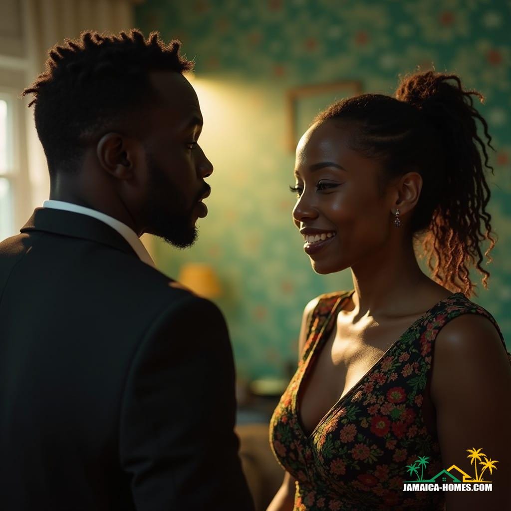 A charismatic Black Jamaican real estate agent warmly reassures his client, a stunning Chinese Jamaican woman with radiant Rastafarian locks, that her house purchase will go smoothly. With a confident smile and calm demeanor, he tells her, “Don’t worry, everything will work out perfectly in the end.” A charismatic Black Jamaican real estate agent warmly reassures his client, a stunning Chinese Jamaican woman with radiant Rastafarian locks, that her house purchase will go smoothly. With a confident smile and calm demeanor, he tells her, “Don’t worry, everything will work out perfectly in the end. A charismatic Black Jamaican real estate agent warmly reassures his client, a stunning Chinese Jamaican woman with radiant Rastafarian locks, that her house purchase will go smoothly. With a confident smile and calm demeanor, he tells her, “Don’t worry, everything will work out perfectly in the end.” A charismatic Black Jamaican real estate agent warmly reassures his client, a stunning Chinese Jamaican woman with radiant Rastafarian locks, that her house purchase will go smoothly. With a confident smile and calm demeanor, he tells her, “Don’t worry, everything will work out perfectly in the end.