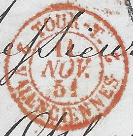 French postal marking "Tour-T"