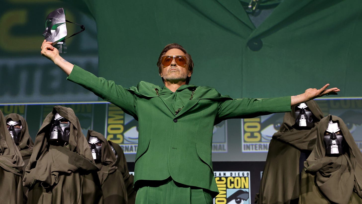 Robert Downey Jr showed up at Comic-Con to reveal his Marvel return as Doom