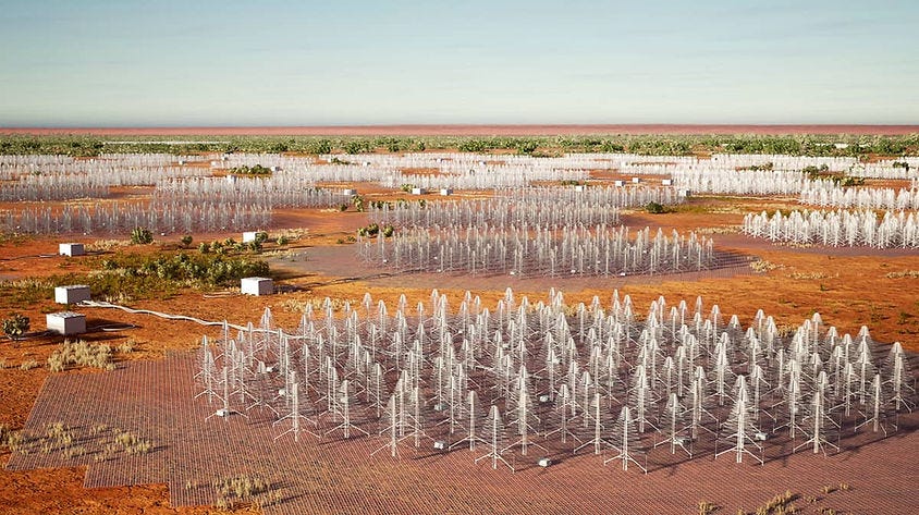 Square Kilometer Array Low telescope in Australian outback artists impression