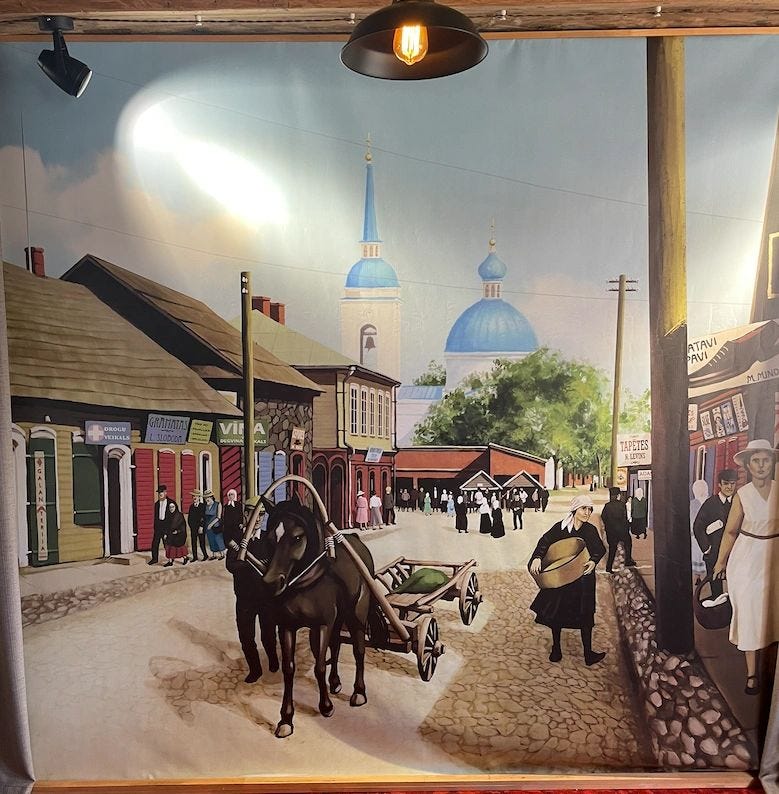 A painting depicting Jewish life in 1930s Ludza. Seeing it, I couldn't help thinking how valuable it would have been while researching and illustrating The English GI.