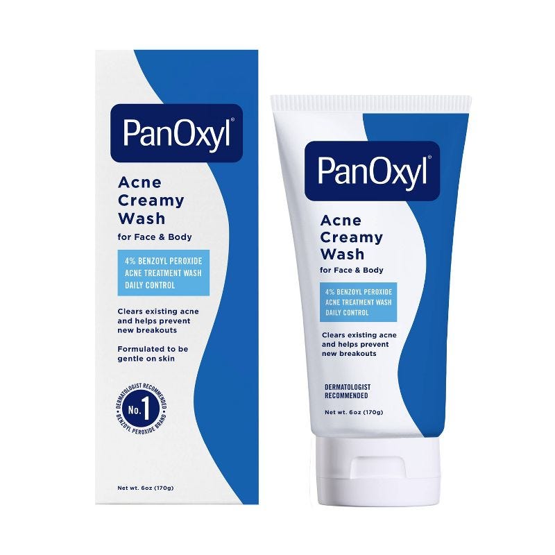 PanOxyl 4% Benzoyl Peroxide Acne Creamy Wash for Face & Body - Unscented - 6oz: Whole Body, Paraben-Free, Acne-Prone, 1 of 13 PanOxyl 4% Benzoyl Peroxide Acne Creamy Wash for Face & Body - Unscented - 6oz: Whole Body, Paraben-Free, Acne-Prone, 1 of 13